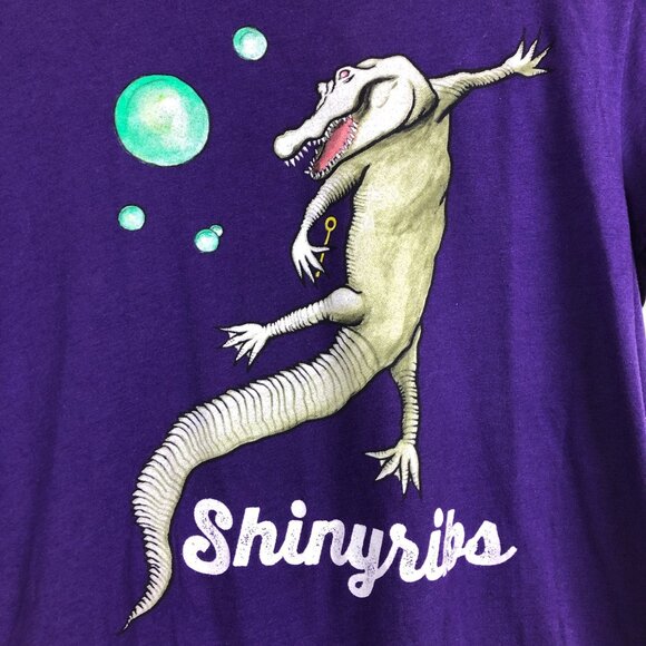 Shinyribs Graphic Band Tee Sz Medium Albino Gator Blowing Bubbles SS Purple - Picture 2 of 6
